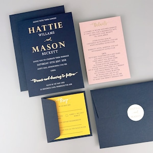 SAMPLE ONLY * Mason Wedding invitation with foil print, vellum and belly band