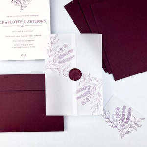 Printed Vellum Jacket / Wrap suitable for a 5 x 7 Wedding Invitation