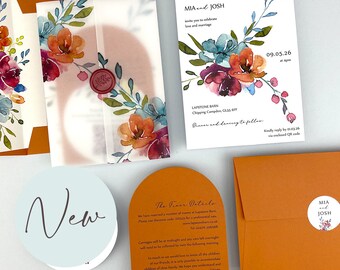 SAMPLE ONLY* Mia Wedding and Evening Invitation with clip, printed vellum and belly band