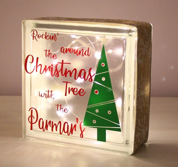 Personalised Light up Glass Block Christmas Decoration Etsy