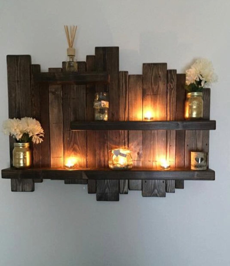 Floating distressed shelves wall mounted shelf rustic Etsy