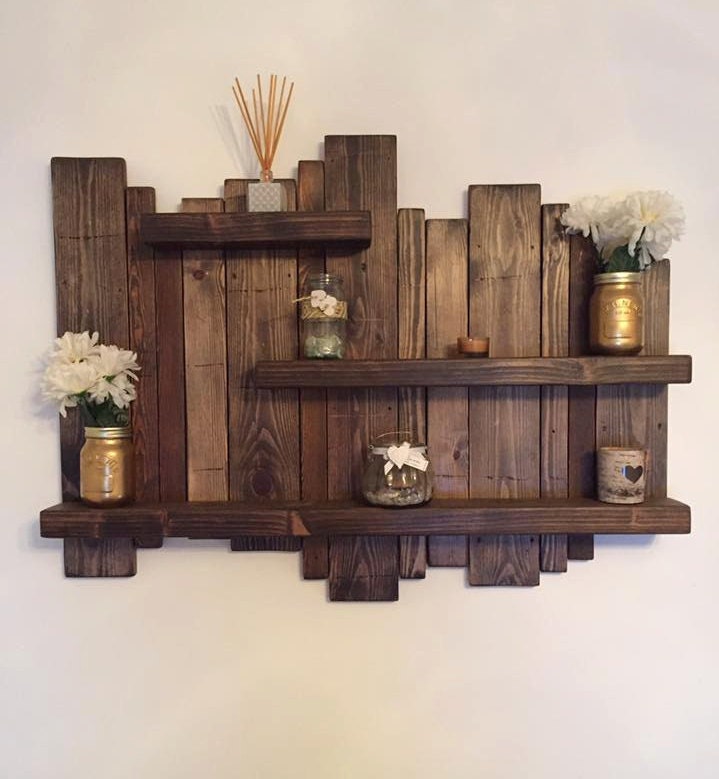 Floating distressed shelves wall mounted shelf rustic | Etsy