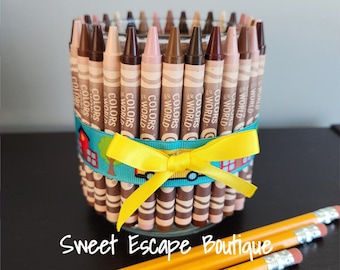 Crayon Jar Teacher Gift | Handmade Gifts | Colors of the World | Thank a Teacher | Pencil Holder