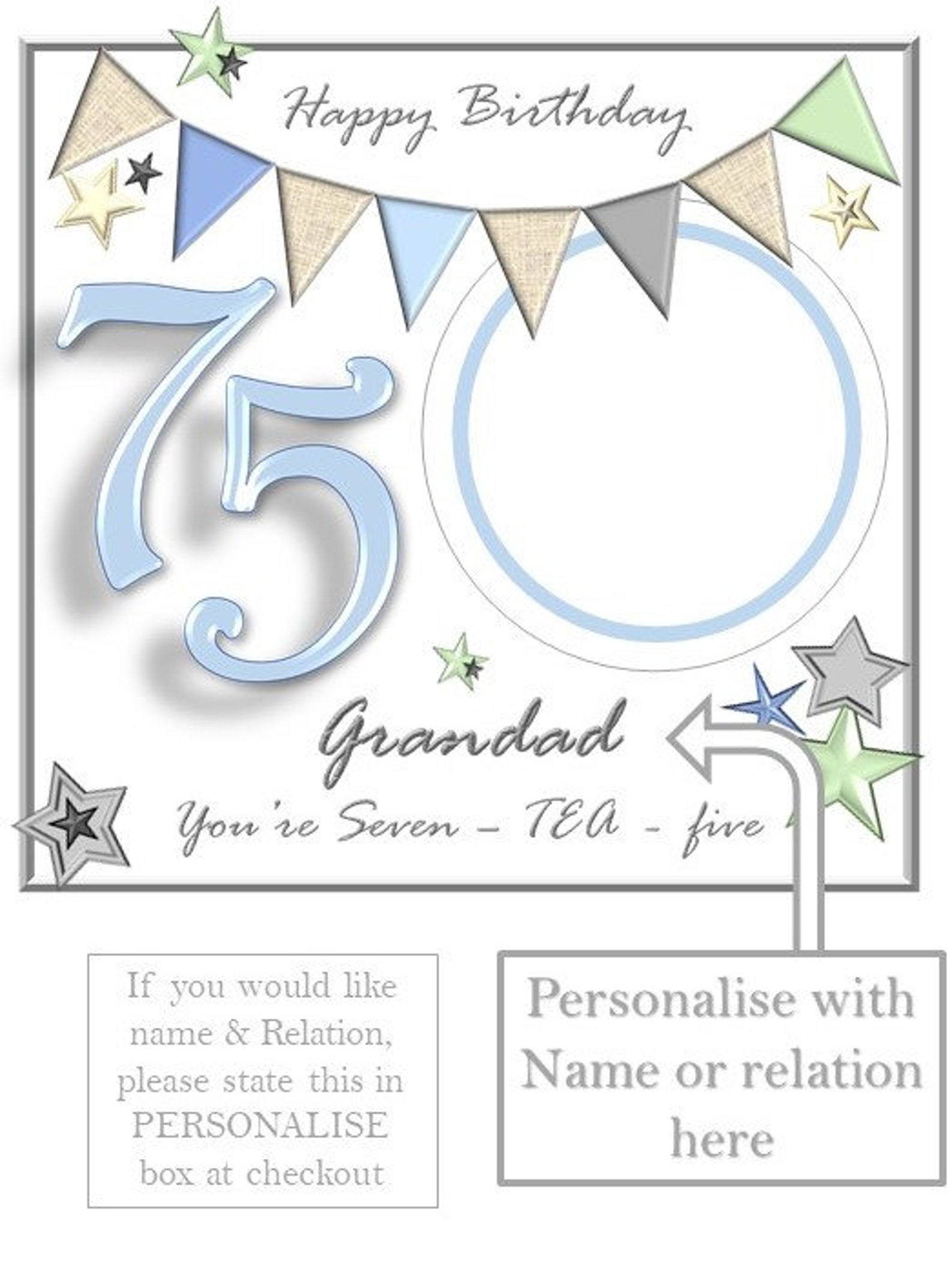 PERSONALISED 75TH BIRTHDAY CARD Dad 75th Birthday Husband Etsy