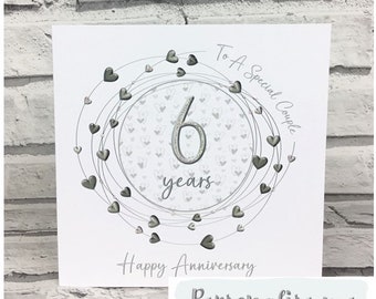 6th WEDDING ANNIVERSARY Card - Iron Anniversary - personalised anniversary card