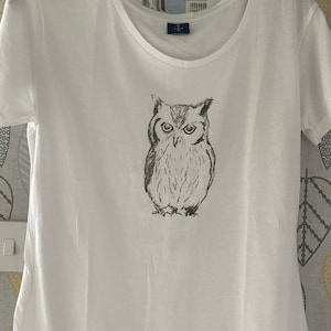 All Cotton Olive Owl Women&#39;s TShirt - Black, Grey, White Colours  -  Ladies Tops T-shirt - Owl Tee - 10, 12, 14, 16, 18 - Bird