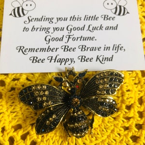 Plus que 2 - Broche Betty Bee avec carte porte-bonheur