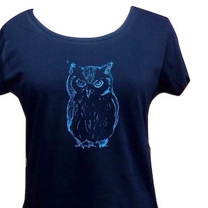 All Cotton Olive Owl Women's TShirt - Black, Grey, White Colours  -  Ladies Tops T-shirt - Owl Tee - 10, 12, 14, 16, 18 - Bird