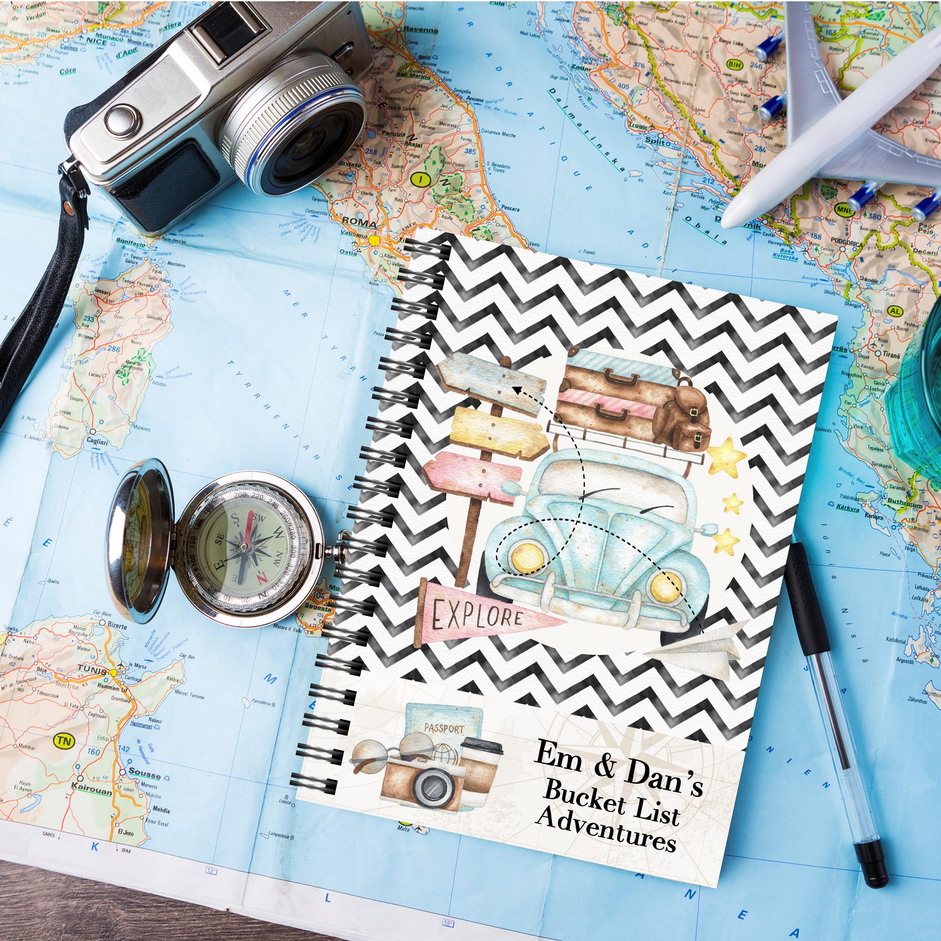 Couples Travel Gift, 1st Anniversary Gift, Traveller Notebook