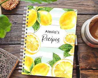 Personalised A5 Recipe Book: 40-Recipe Journal, Lemon Design