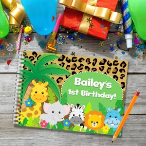 Jungle Safari Child's Birthday Keepsake Personalised Guest Book A5 size