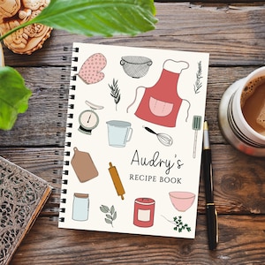 Personalised A5 Recipe Book: 40 Recipes per Book, Handmade Recipe Book, Personalised Gift, Handmade Journal