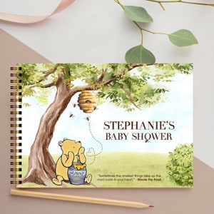 Classic Winnie the Pooh/Personalised Baby Shower Prediction Guest Book A5 size with optional Cot Card/Pooh Bear/Classic Winnie