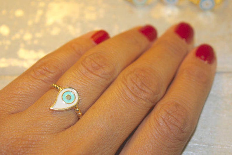 Vermeil Enamel Evil Eye Ring