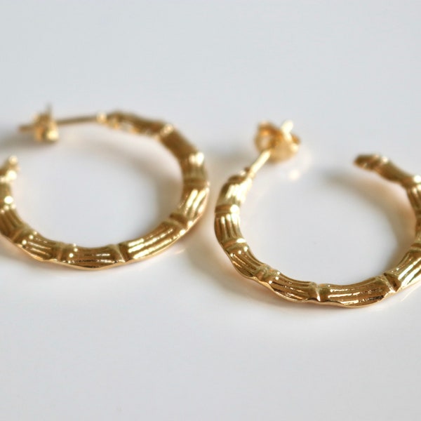 Beige - Handcrafted Drop Shaped Bamboo Earrings main image 1