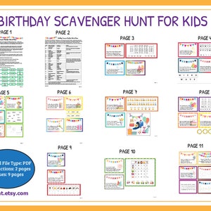 Birthday Scavenger Hunt for Kids, Birthday Treasure Hunt, Indoor Treasure Hunt Clues, Birthday Celebration, Printable Scavenger Hunt Cards image 2