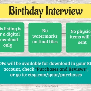 Birthday Interview Printable, Birthday Questionnaire, Birthday Questions for Kids, Annual Interview, Kids Birthday Activity, For Boy & Girl image 6