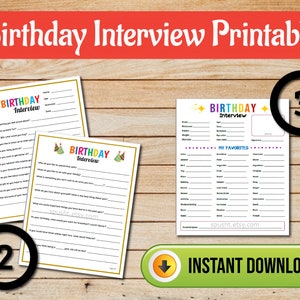 Birthday Interview Printable, Birthday Questionnaire, Birthday Questions for Kids, Annual Interview, Kids Birthday Activity, For Boy & Girl image 3