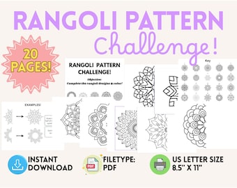 Diwali Activity for Kids & Adults, Diwali Rangoli Drawing, Coloring Pages, Festival of Lights, Diwali Activity Printable, Instant Download