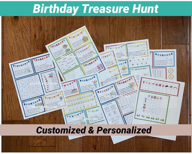 Birthday Scavenger Hunt for Kids, Birthday Treasure Hunt, Indoor Treasure Hunt Clues, Birthday Celebration, Printable Scavenger Hunt Cards image 8