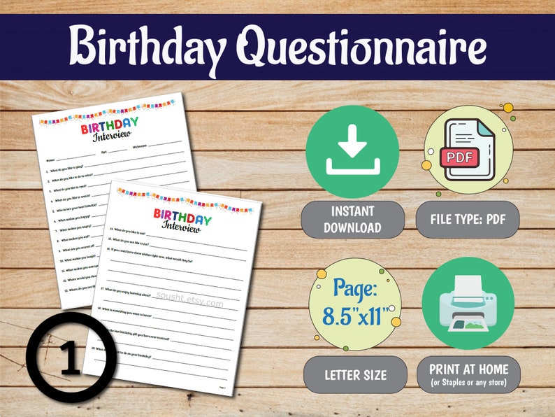 Birthday Interview Printable, Birthday Questionnaire, Birthday Questions for Kids, Annual Interview, Kids Birthday Activity, For Boy & Girl image 2