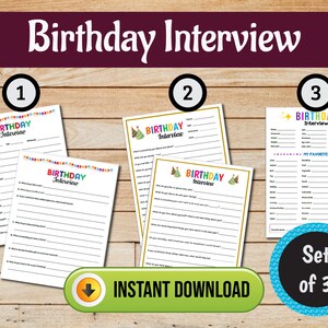 Verjaardagsinterview afdrukbaar, verjaardagsvragenlijst, verjaardagsvragen voor kinderen, jaarlijks interview, kinderverjaardagsactiviteit, voor jongen en meisje afbeelding 4