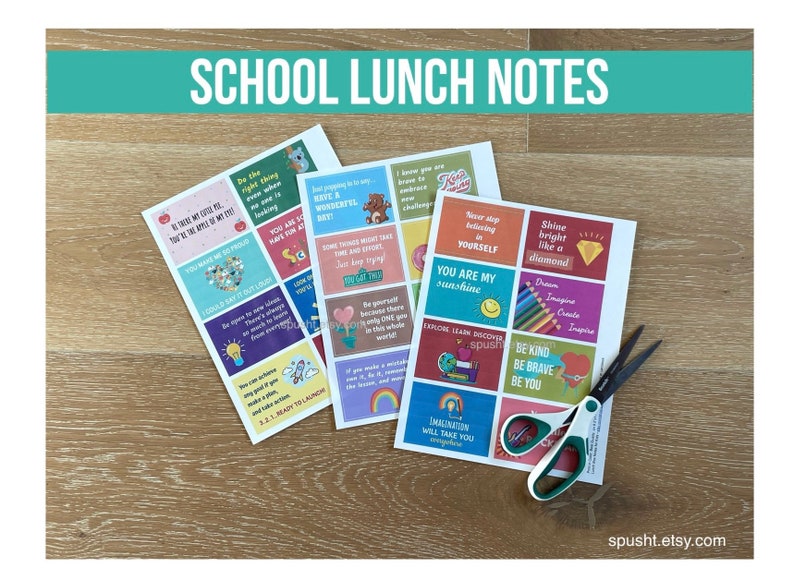 Lunchbox Notes for Kids, Positive Affirmation, Quotes, 40 Unique Lunch ...