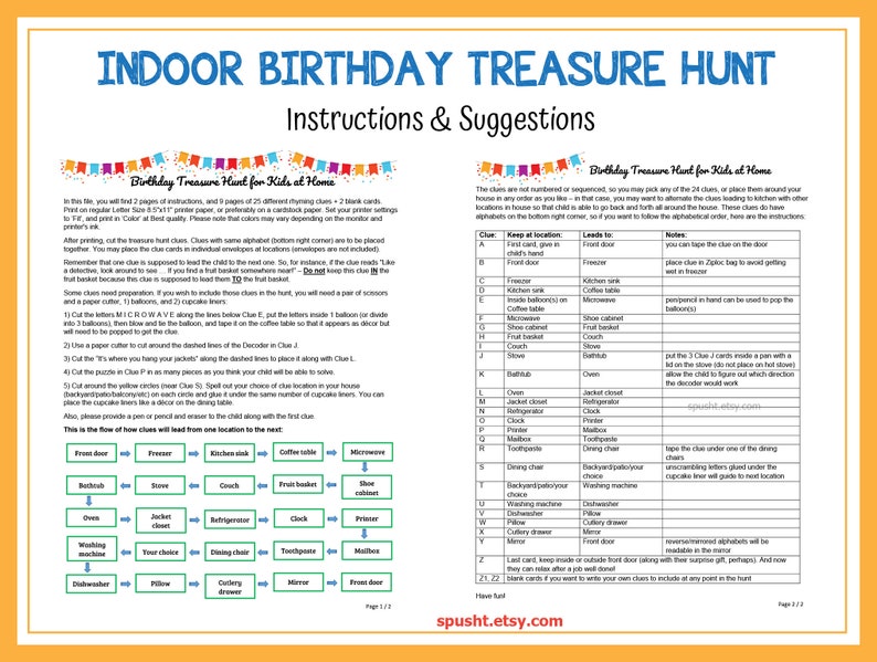 Birthday Scavenger Hunt for Kids, Birthday Treasure Hunt, Indoor Treasure Hunt Clues, Birthday Celebration, Printable Scavenger Hunt Cards image 3