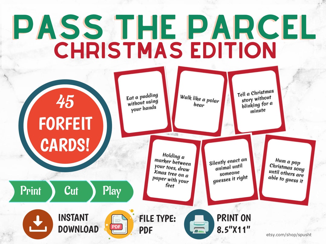 Pass the Parcel, Christmas Game for Large Group, Holiday Party, Christmas Eve Game Night, Family