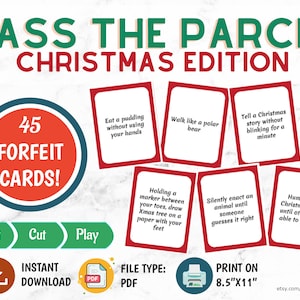 Pass the Parcel, Christmas Game for Large Group, Holiday Party, Christmas Eve Game Night, Family and Friends, Kids and Adults, Pass the Gift image 1