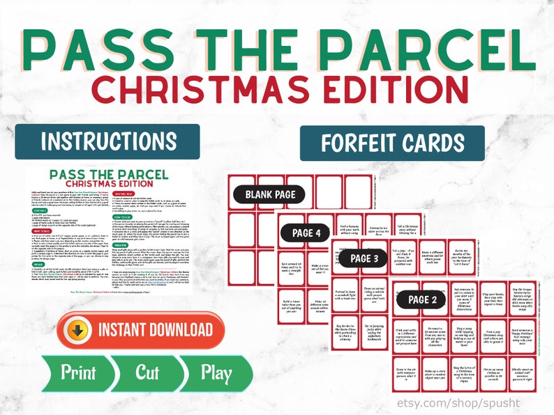 Pass the Parcel, Christmas Game for Large Group, Holiday Party, Christmas Eve Game Night, Family and Friends, Kids and Adults, Pass the Gift image 2