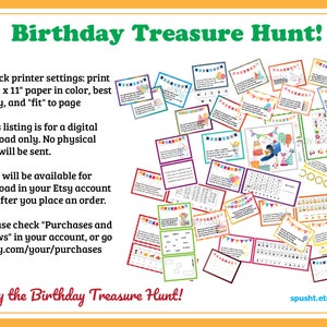 Birthday Scavenger Hunt for Kids, Birthday Treasure Hunt, Indoor Treasure Hunt Clues, Birthday Celebration, Printable Scavenger Hunt Cards image 7