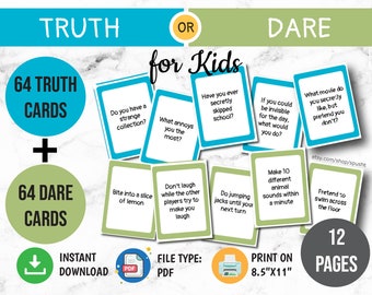 Truth or Dare for Kids, Family Friendly, Holiday Group Game, Birthday Game, Reunion Ideas, Chistmas Party Game, Printable Truth or Dare Game