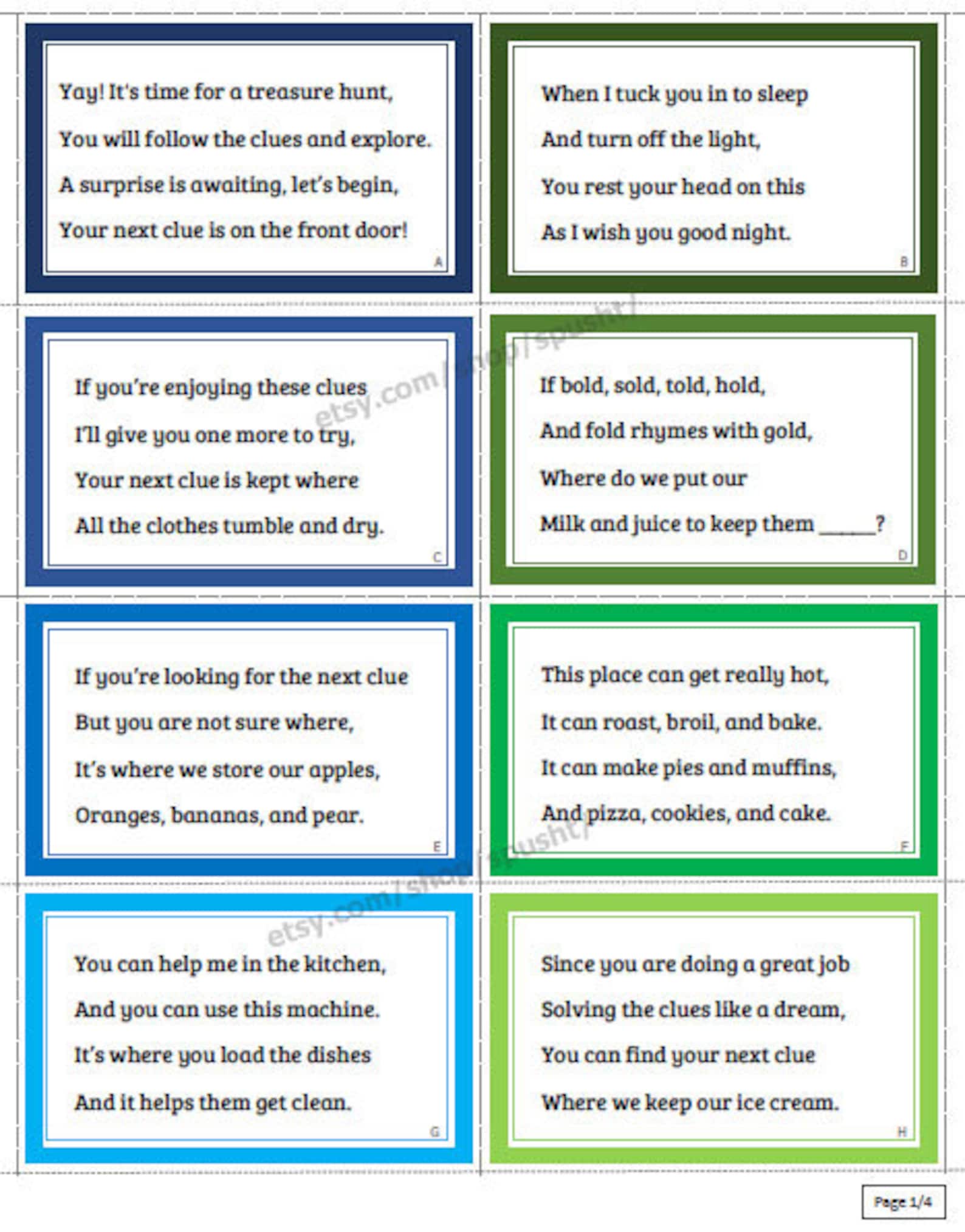 Scavenger Hunt For Kids Treasure Hunt For Kids Indoor Etsy