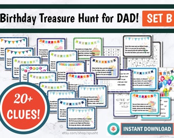 Dad Birthday Printable, Indoor Treasure Hunt for Dad, Birthday Scavenger Hunt Game, Dad Birthday Gift from Kids, Father's Birthday