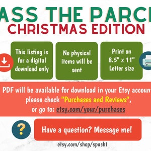 Pass the Parcel, Christmas Game for Large Group, Holiday Party, Christmas Eve Game Night, Family and Friends, Kids and Adults, Pass the Gift image 4