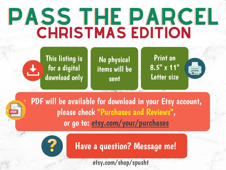 Pass the Parcel, Christmas Game for Large Group, Holiday Party, Christmas Eve Game Night, Family and Friends, Kids and Adults, Pass the Gift image 4