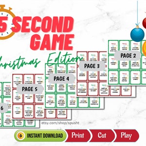 Christmas 5 Second Game, Holiday Game for Work, Fun Christmas Party Games, for Large Group, Name Three, Minute to Win It, Family Game Night image 3