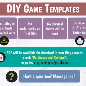 DIY Game Template, Blank Game Board Printable, DIY Game Cards, Make ...
