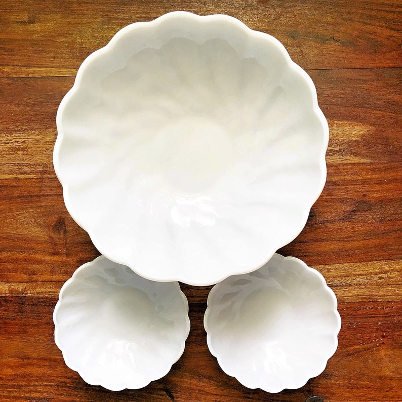 Alpine White by Hazel Atlas Milkglass Repurposed Chip and Dip set
