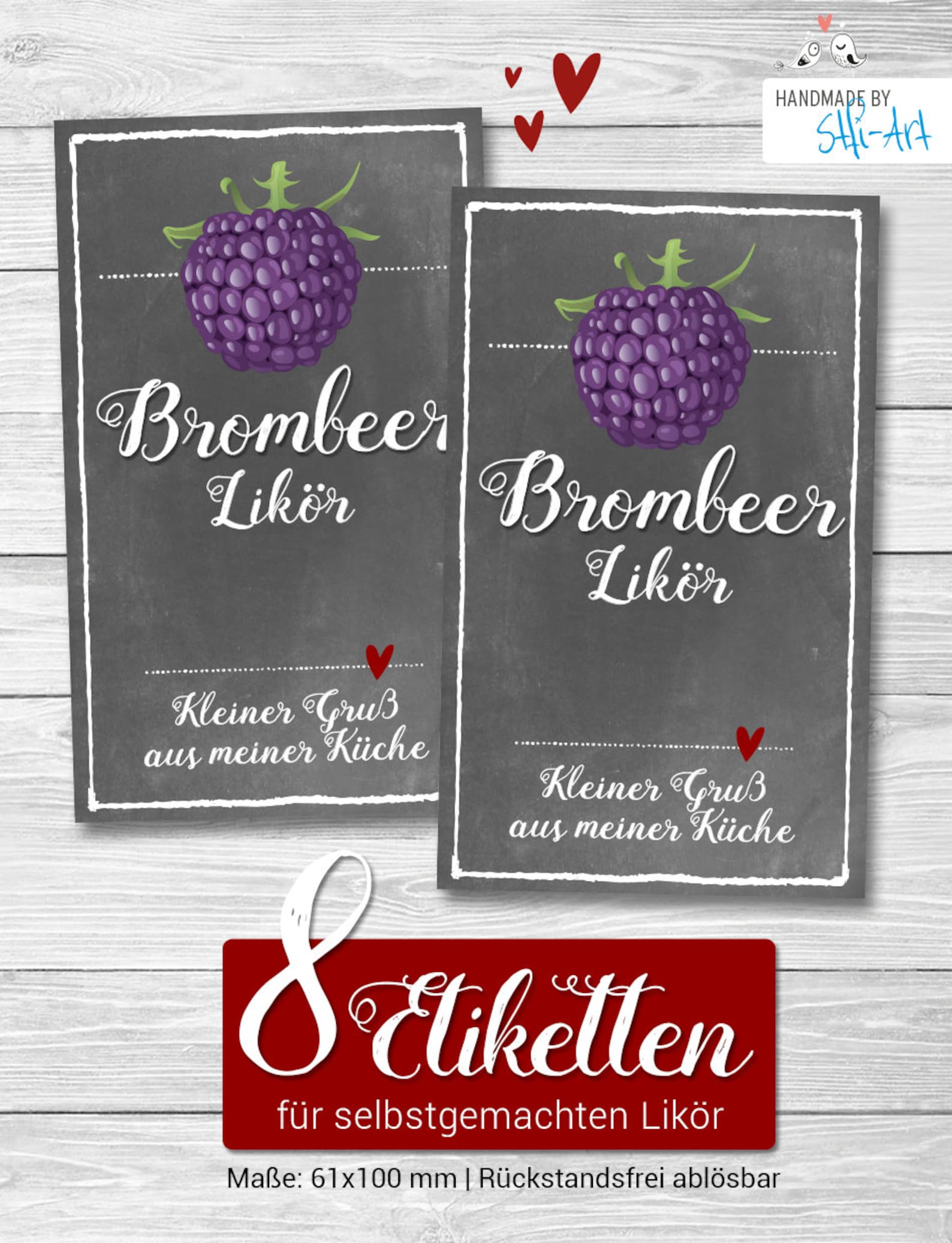 8 x Brombeer-Likör | Klebe-Etiketten 61 x 100 mm - Etsy.de