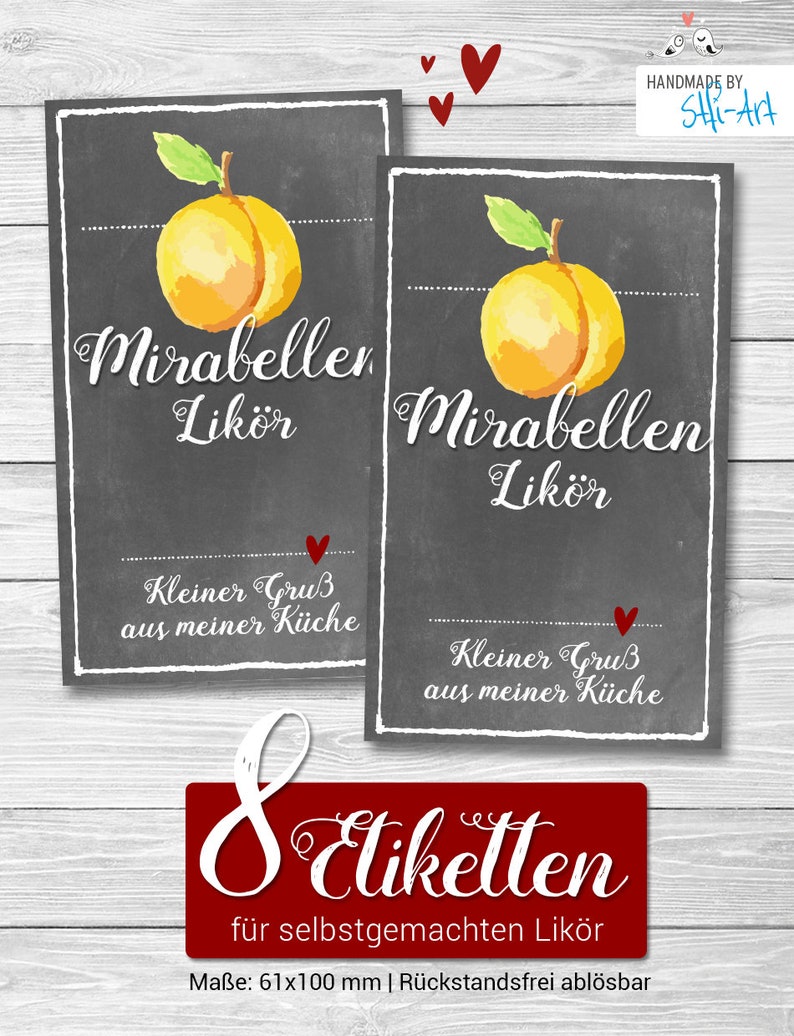 8 x Mirabellen-Likör | Etiketten 61 x 100 mm - Etsy.de