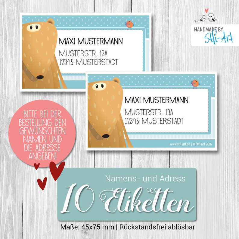 10 personalisierte Adress-Etiketten 45 x 75 mm Bild 1