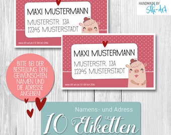 10 personalisierte Adress-Etiketten | 45 x 75 mm