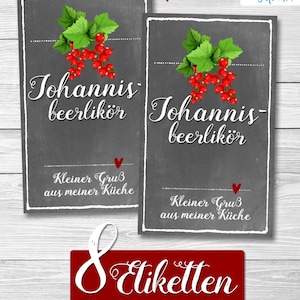 8 x Currant liqueur | Labels 61 x 100 mm