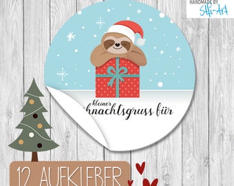 12 Weihnachts-Aufkleber | 60 mm ø