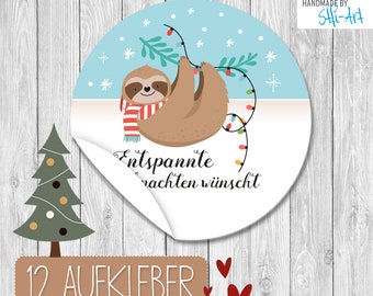 12 Weihnachts-Aufkleber | 60 mm ø