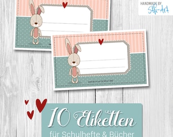 10 Schulheft Etiketten | 45 x 75 mm