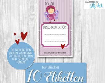 10 Buch-Etiketten | 45 x 75 mm