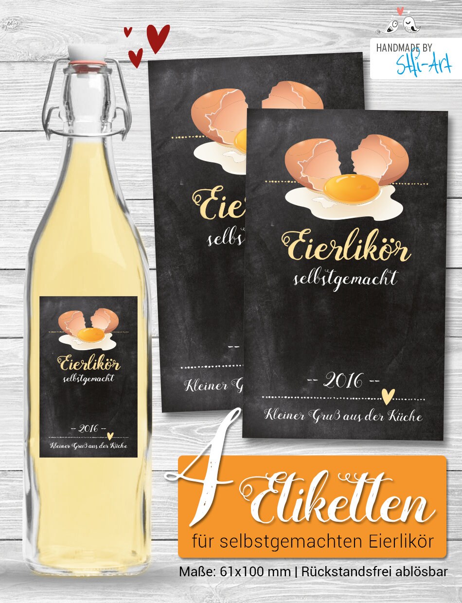 4 x Eierlikör - Klebe-Etiketten | 61 x 100 mm - Etsy.de